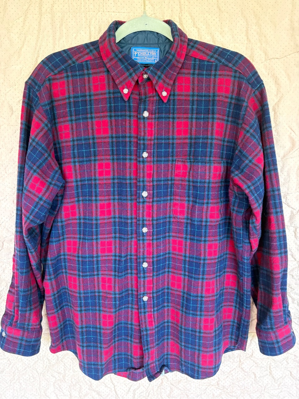Vintage Pendleton Women’s M/L Wool Button Up Shirt Large Red Grey Plaid